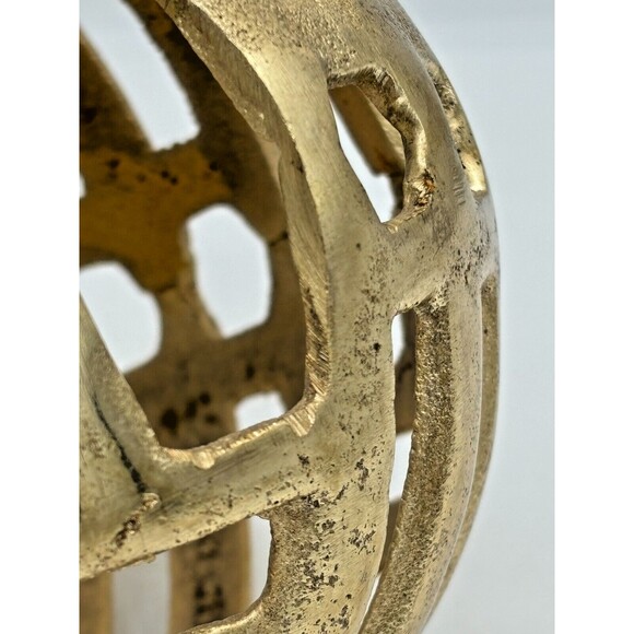 Scott Living Metal Decorative Globe Orb Gold Finish 6"Round Geo Cutouts Textured - Picture 9 of 11
